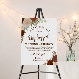 Rust Orange Boho Roses Unplugged Wedding Ceremony Foam Board