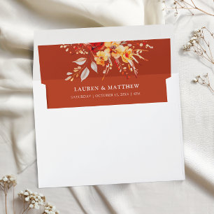 Rust Orange Boho Wildflower Floral Wedding Envelope Liner