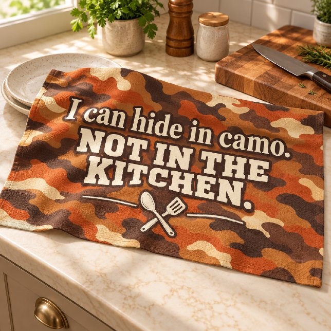 Rust Orange Camo Funny Kitchen Quote Towel (Creator Uploaded)