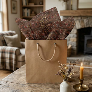 Rust Orange Dark Brown Red Black Mosaic Art Tissue Paper