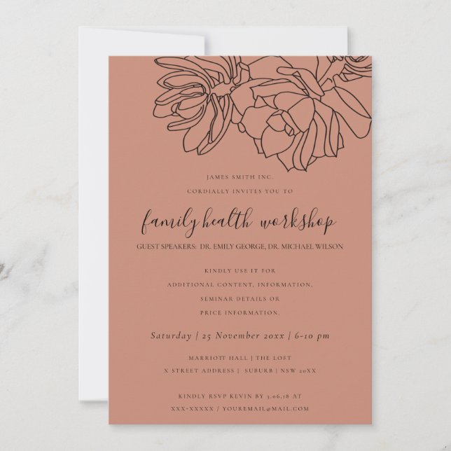 RUST ORANGE DESERT CACTI SUCCULENT WORKSHOP EVENT INVITATION (Front)