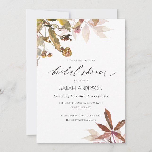 Rust Orange Fall Tree Branch Bridal Shower Invite (Front)