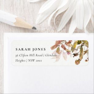 Rust Orange Fall Tree Branch Foliage Address Label