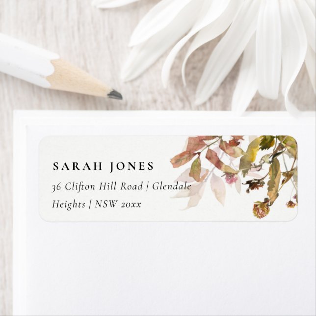 Rust Orange Fall Tree Branch Foliage Address Label (Insitu)