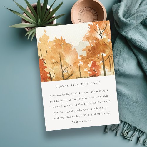 Rust Orange Fall Trees Books For Baby Shower Enclosure Card