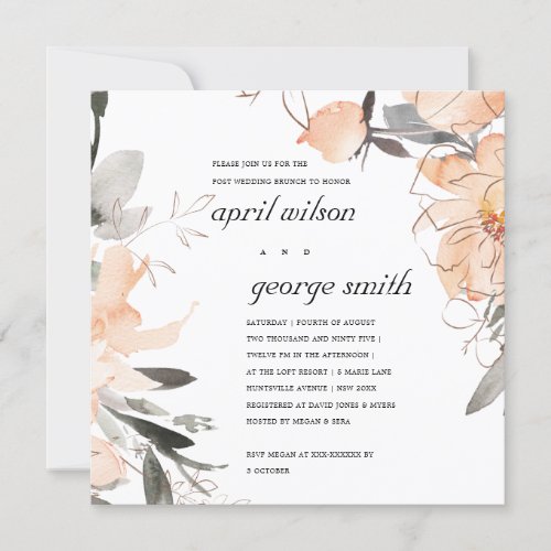 RUST ORANGE FLORAL POST WEDDING BRUNCH INVITE