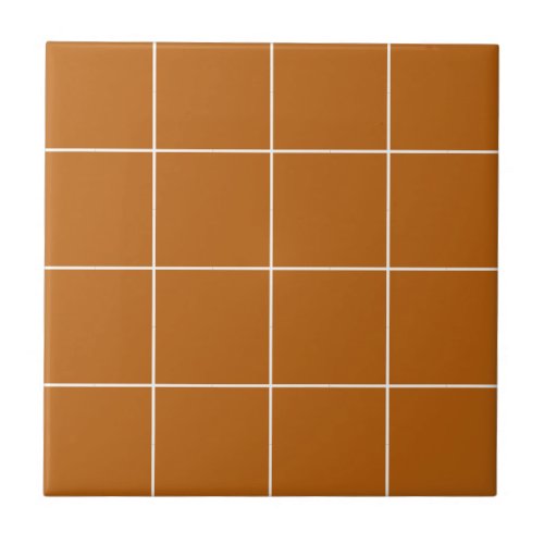 Rust Orange Geometric Lines Grid Modern Simple Ceramic Tile
