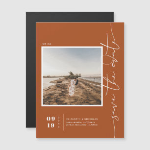 Rust Orange   Modern Minimal Save the Date Photo Magnetic Invitation