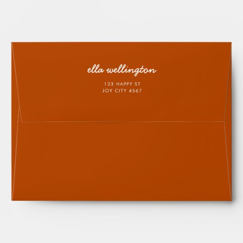 Rust Orange Modern Minimal Script Return Address Envelope