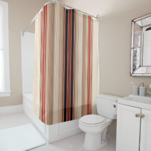 Rust Orange Modern Stripes Shower Curtain