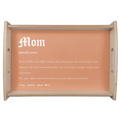 Rust Orange Mom Dictionary Definition Custom Gift Serving Tray