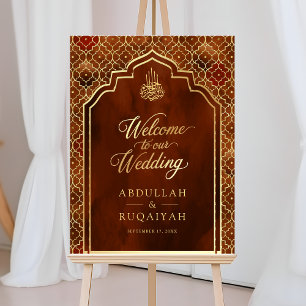 Rust Orange Moroccan Muslim Wedding Welcome Sign
