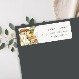 Rust Orange Mushroom Fern Foliage Address Label