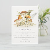 Rust Orange Mushroom Fern Foliage Bridal Shower Thank You Card (Standing Front)