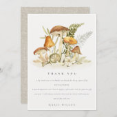 Rust Orange Mushroom Fern Foliage Bridal Shower Thank You Card (Front/Back)