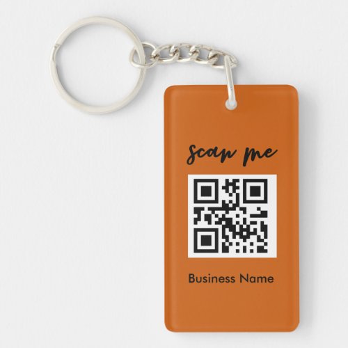 Rust Orange QR Code Business Card Your Logo   Keychain
