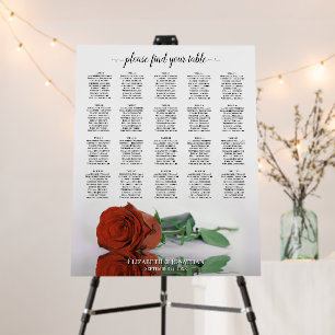 Rust Orange Rose 20 Table Wedding Seating Chart Foam Board