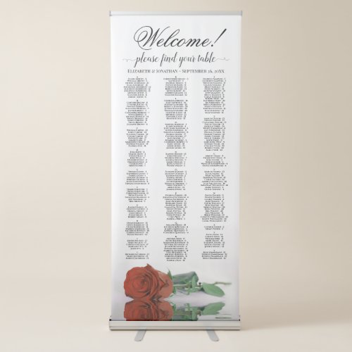 Rust Orange Rose Chic Alphabetical Seating Chart Retractable Banner