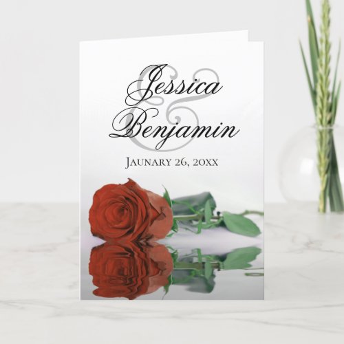 Rust Orange Rose Elegant Romantic Photo Wedding Invitation