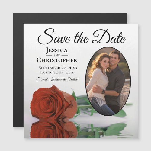 Rust Orange Rose Save The Date Photo Magnet