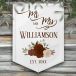 Rust Orange Roses Boho Chic Mr. & Mrs. Wedding Pennant<br><div class="desc">This pennant flag is beautiful, stylish, and fun. Designed to celebrate the newlyweds, it features an elegant boho chic design with a cluster of hand painted watercolor roses in shades of rust orange, peach, and burnt umber. The text reads: Mr. and Mrs. with the couple's last name as well as...</div>