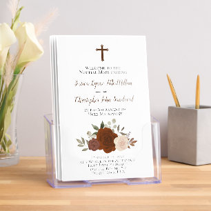 Rust Orange Roses Catholic Wedding Program Brochure