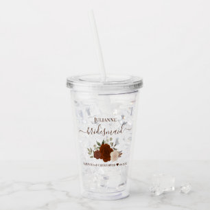 Rust Orange Roses Elegant Bridesmaid Wedding Acrylic Tumbler