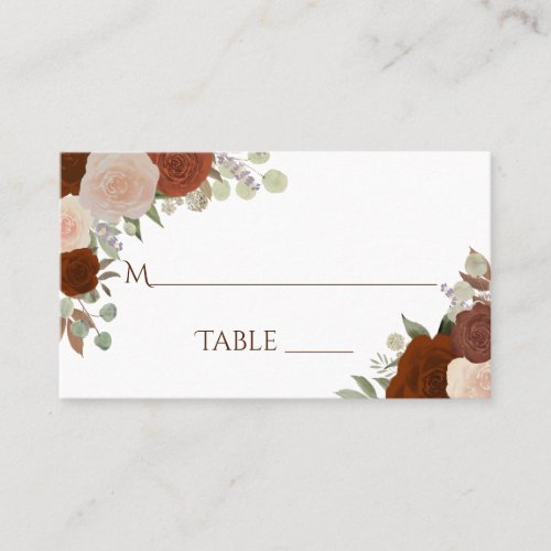 Rust Orange Roses Wedding Write_In Escort Card