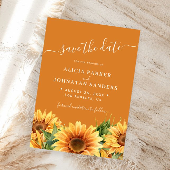 Rust orange rustic boho floral autumn fall wedding save the date (Creator Uploaded)