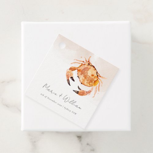 Rust Orange Sand Coastal Crab Nautical Wedding Favor Tags