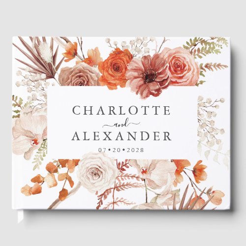 Rust Orange Terracotta Floral Watercolor Wedding