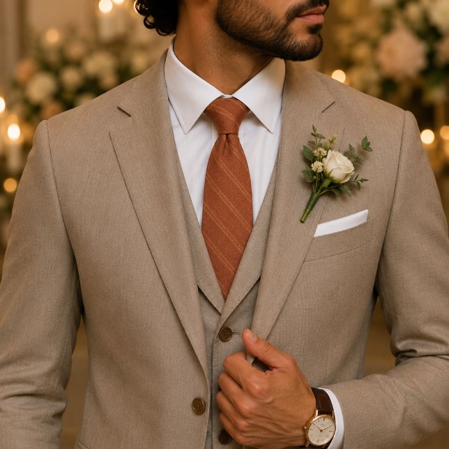 Rust Orange Textured Autumn Wedding & Business Neck Tie (Creator Uploaded)