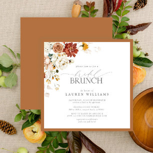 Rust Orange Watercolor Botanical Bridal Brunch Invitation