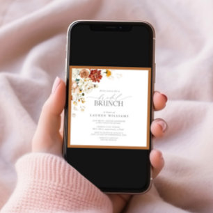 Rust Orange Watercolor Botanical Bridal Brunch Invitation