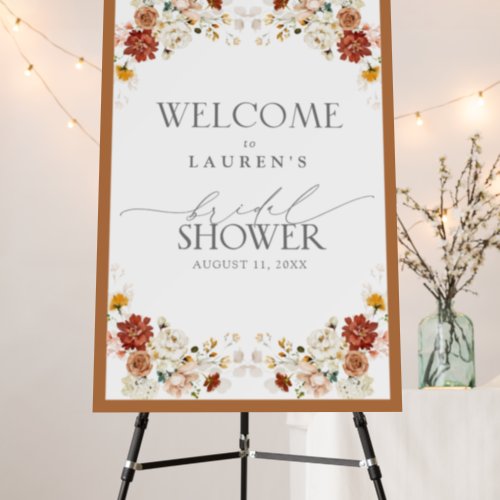 Rust Orange Watercolor Bridal Shower Welcome Foam Board