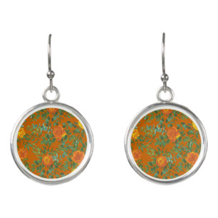 Rust Orange Wedding Vintage Floral Earrings
