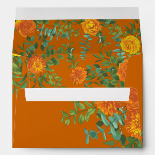 Rust Orange Wedding Vintage Floral Envelope