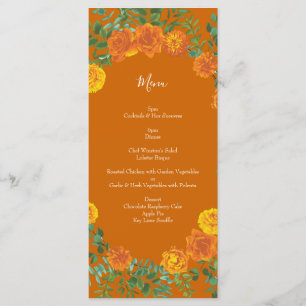 Rust Orange Wedding Vintage Floral Menu