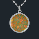 Rust Orange Wedding Vintage Floral Sterling Silver Necklace<br><div class="desc">Beautiful rust orange wedding invitations and decor with classic vintage roses and peony florals!  An elegant sophisticated look that is great for a spring,  summer or fall wedding or event!</div>