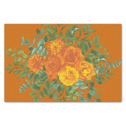 Rust Orange Wedding Vintage Floral Tissue Paper