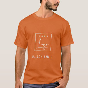 Rust Orange White Business Add Your Logo Name T-Shirt