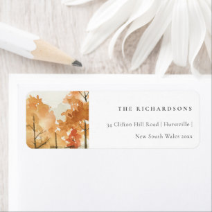 Rust Orange Yellow Autumn Fall Tree Address Label