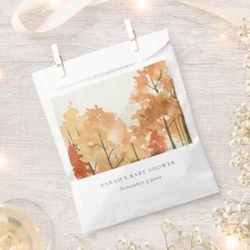 Rust Orange Yellow Autumn Fall Tree Baby Shower Favor Bag