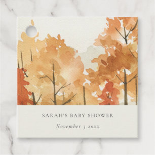 Rust Orange Yellow Autumn Fall Tree Baby Shower Favor Tags