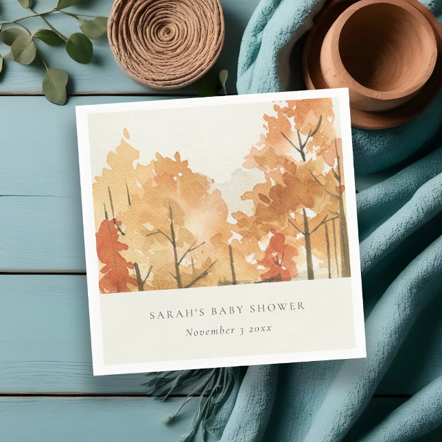 Rust Orange Yellow Autumn Fall Tree Baby Shower Napkins (Creator Uploaded)