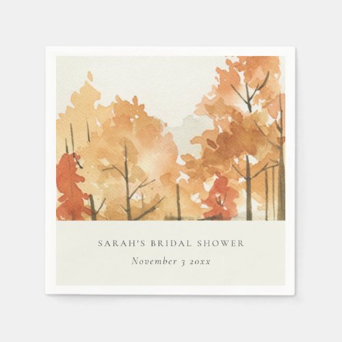 Rust Orange Yellow Autumn Fall Tree Bridal Shower Napkins