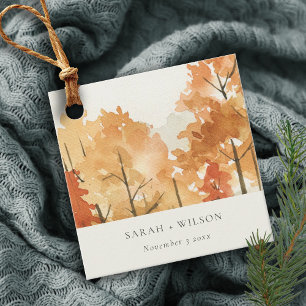 Rust Orange Yellow Autumn Fall Tree Wedding Favor Tags