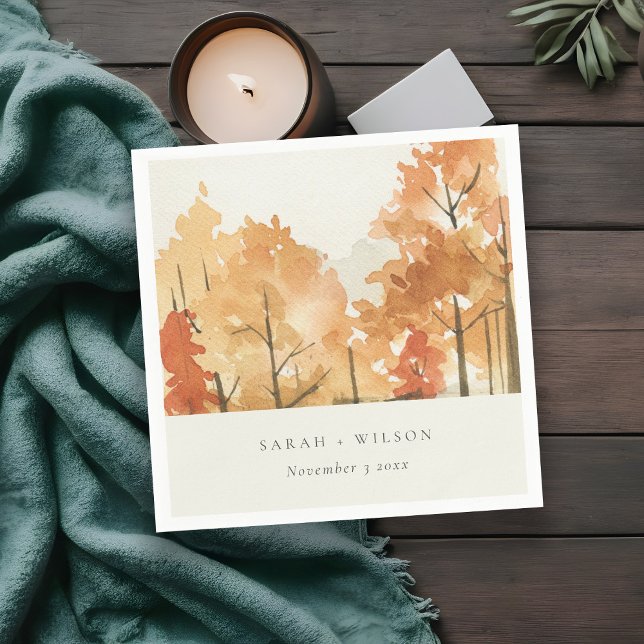 Rust Orange Yellow Autumn Fall Tree Wedding Napkins (Creator Uploaded)