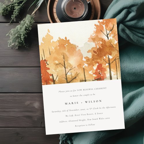 Rust Orange Yellow Autumn Fall Trees Vow Renewal Invitation