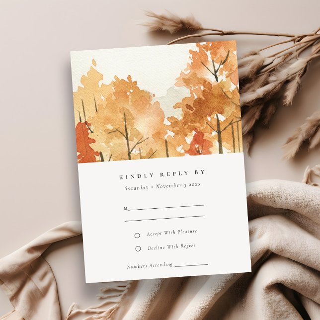 Rust Orange Yellow Autumn Fall Trees Wedding RSVP (Creator Uploaded)